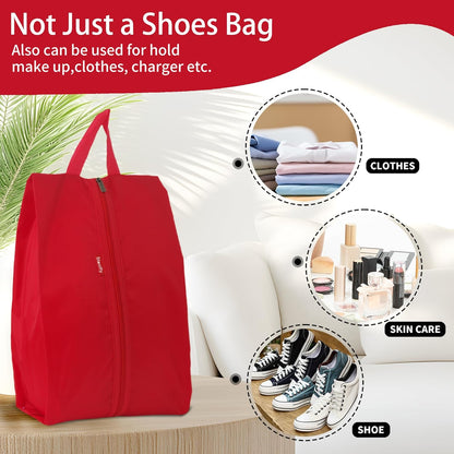 6pcs Portable Shoe Organizer, Travel Pouches with Zipper, Golf Shoe Bags, Clothes Bags, Soccer Cleats Bag Shoe Pouch for Gym, Waterproof, Odor-Resistant (Red)