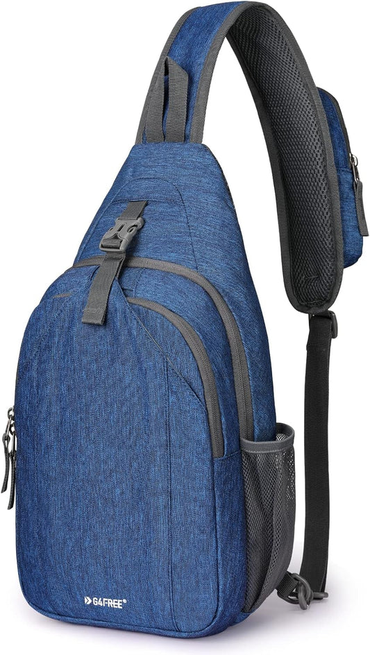 G4Free Sling Bag RFID Blocking Sling Backpack Crossbody Chest Bag Daypack for Hiking Travel(Dark Blue)