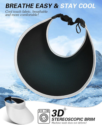 Sun Visor Hats for Women,UPF50+ Wide Brim Sun Hats Adjustable Foldable Beach Hats for Daily Travel