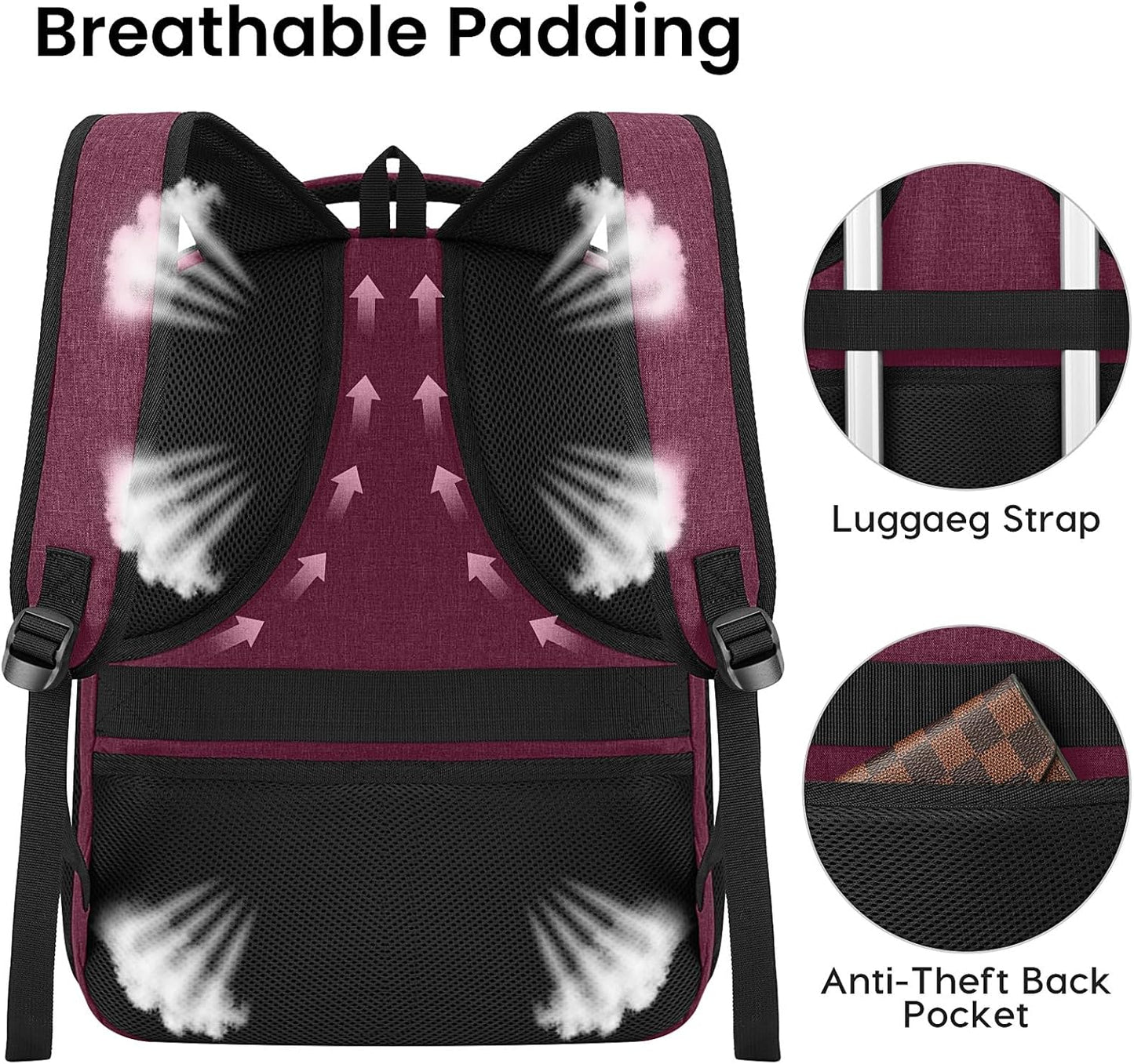 Backpack for Girls Women, School Backpack for Teen Boys, Lightweight Casual High School Bookbag, Daily-use Travel Laptop Backpack with USB Charging Port Fits 15.6 Inch Notebook