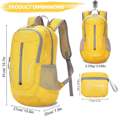 ZOMAKE Ultra Lightweight Packable Backpack 25L, Foldable Hiking Backpacks Water Resistant Small Folding Daypack for Trave(Lemon yellow)