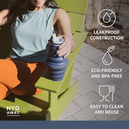 HYDAWAY 25oz Collapsible Water Bottle - BPA-Free, Leakproof, Lightweight, and Space-Saving - Perfect for Hiking, Travel, and All-Day Hydration