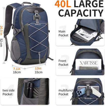 40L Hiking Backpack Lightweight Daypack Waterproof Travel Camping Backpack for Men Women Sport Packable