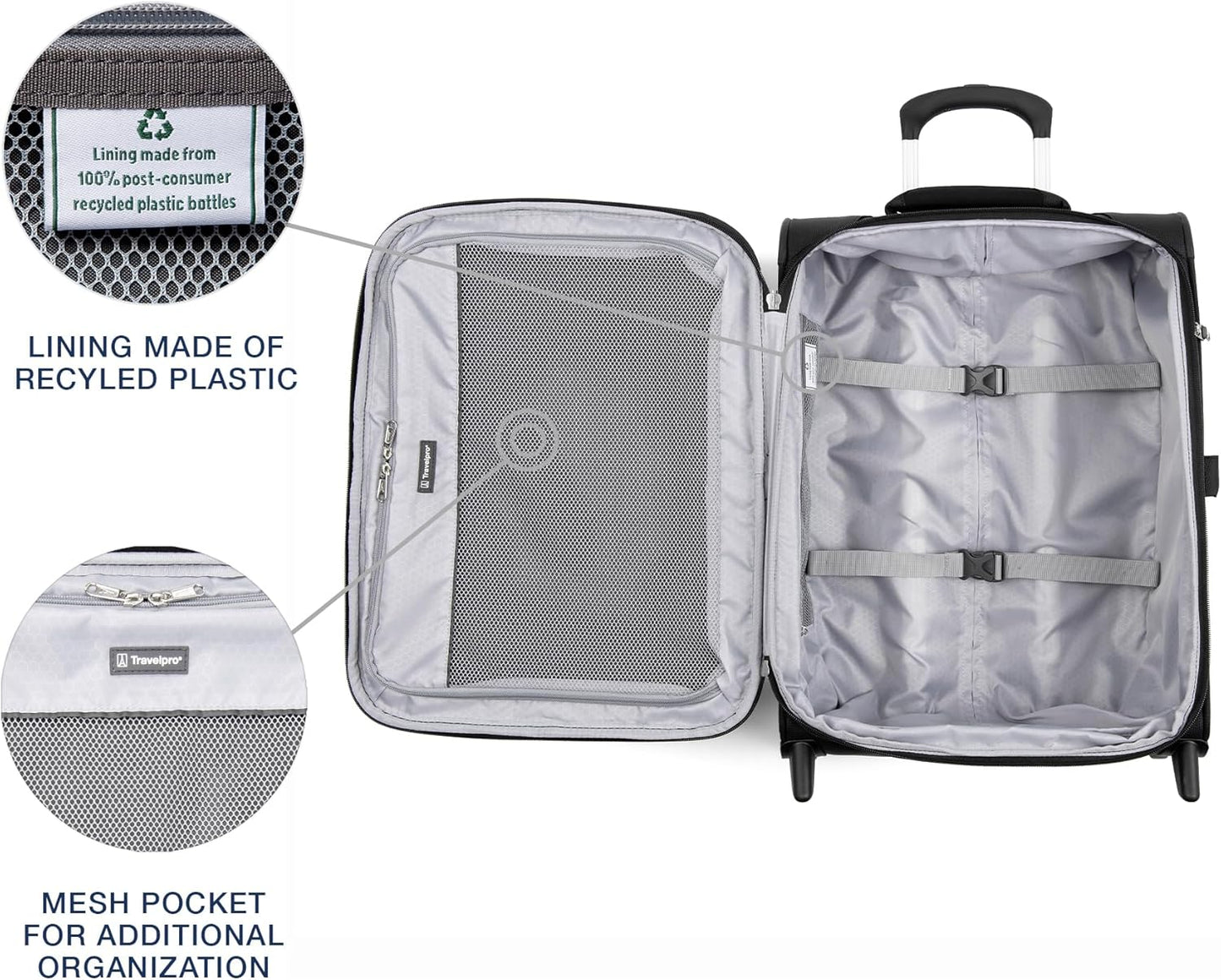 Travelpro Maxlite 5 Softside Expandable Upright 2 Wheel Carry on Luggage, Lightweight Suitcase, Men and Women, Black, Carry On 20-Inch