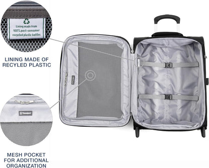 Travelpro Maxlite 5 Softside Expandable Upright 2 Wheel Carry on Luggage, Lightweight Suitcase, Men and Women, Black, Carry On 20-Inch