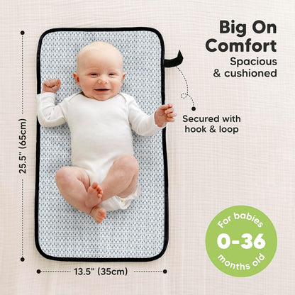 KeaBabies Portable Diaper Changing Pad, Easy Wipe Clean - Foldable Waterproof Baby Changing Mat for Diaper Bag, Compact, Lightweight, 25x13 Baby Changer Travel Essential, Machine Washable (Dino Ridge)