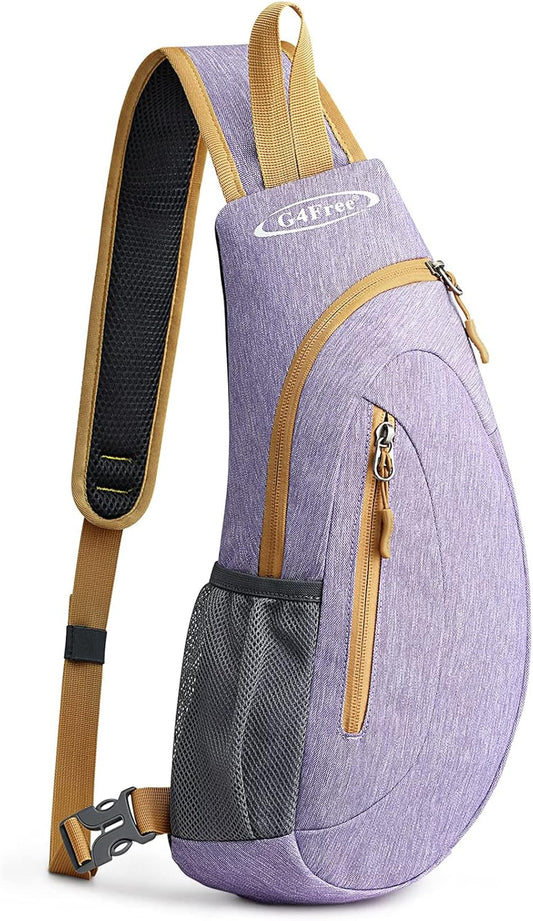G4Free Sling Bag for Men Women, Small Crossbody Backpack Lightweight Chest Shoulder Bags for Travel, Outdoor and Sports (Light purple)