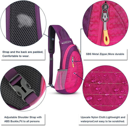 G4Free Sling Bag for Men Women, Small Crossbody Backpack Lightweight Chest Shoulder Bags for Travel, Outdoor and Sports (Rose)