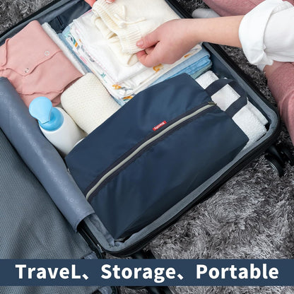 6pcs Portable Shoe Organizer, Travel Pouches with Zipper, Golf Shoe Bags, Clothes Bags, Soccer Cleats Bag Shoe Pouch for Gym, Waterproof, Odor-Resistant (Navy Blue)