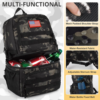 Tactical Double Deck Cooler Backpack for Men,Large Lunch Backpack with 2 Compartment,Soft Cooler Bag