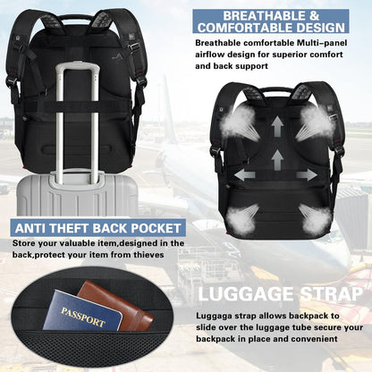 18.4 Laptop Backpack for Men, Extra Large Gaming Laptops Backpack with USB Charger Port, TSA Friendly Big Capacity Heavy Duty Travel Computer Bag RFID Anti-theft Pocket Backbag,21.2*15.5*11.5inch Red