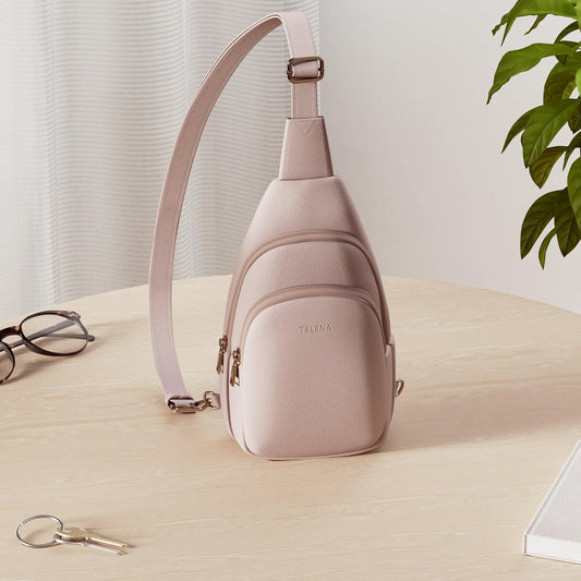 Telena Small Sling Bag for Women Leather Crossbody Fanny Packs Chest Bag for Women