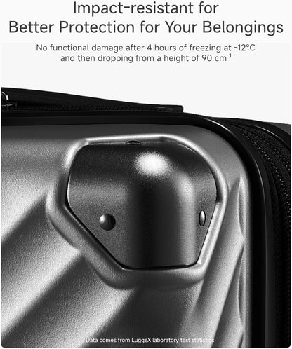 LUGGEX Luggage with Spinner Wheels, Polycarbonate Hard Shell Suitcase, Carry On 21 Inch, Charcoal Metallic