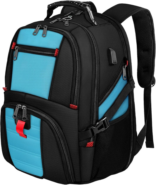 YOREPEK 18.4 Laptop Backpack, Large Backpacks with USB Charger Port, TSA Friendly Flight Approved Weekend Carry on Backpack with Luggage Strap for Men and Women, Blue
