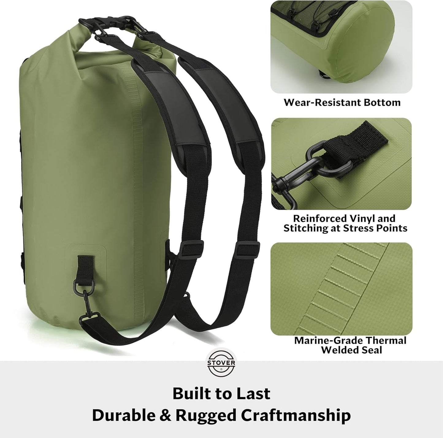 STOVER 5/10/25/30/40/55L Waterproof Backpack- Floating Dry Bag for Kayaking, Travel, Beach, Hiking, & Camping, Men/Women