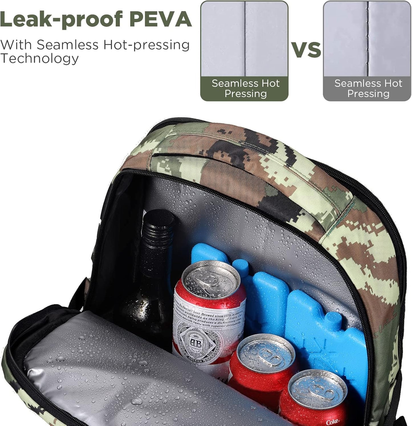 OUTXE Cooler Backpack Insulated 22L Lunch Backpack Cooler Bag Daily Backpacks Work and Travel-Camo