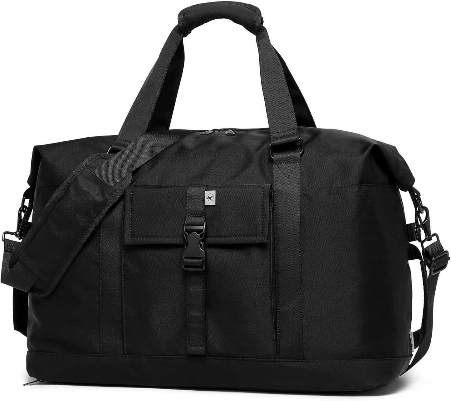 SUNNY BIRD Duffel with Utility Pouch, 40L Weekender Overnight Bag with Shoe Compartment for Travel and Sports (Black)