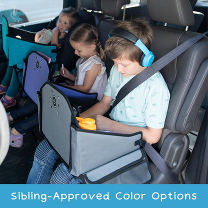Kids Travel Tray for Car Seat- Purple- The Essential Travel Lap Desk with Removable Tablet Holder, Built-In Storage, and Stabilized Panels, Must Have Car Tray for Kids on Road Trips