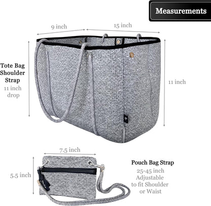 Pole Tribe Neoprene Tote - Large Beach, Gym, Travel Bag & Wallet, Water-Resistant, Durable, Lightweight, Sailor Rope Design