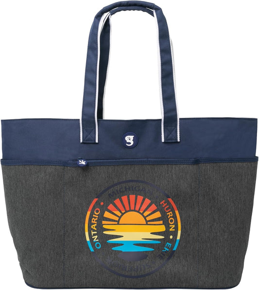 geckobrands Oversized Beach Tote – Large and Stylish Beach Bag with 4 Exterior Pockets and Zippered Internal Compartment