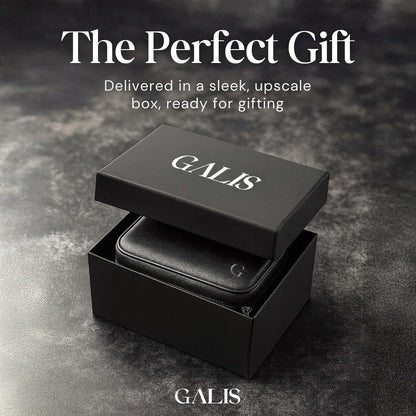 Galis Luxury Watch Case for Men High End Portable 2-Slot Watch Holder and Watch Case for Travel, Premium Watch Box for Men, Jewelry Storage Organizer, Gift for Him, Fathers, Husband (Black & Green)