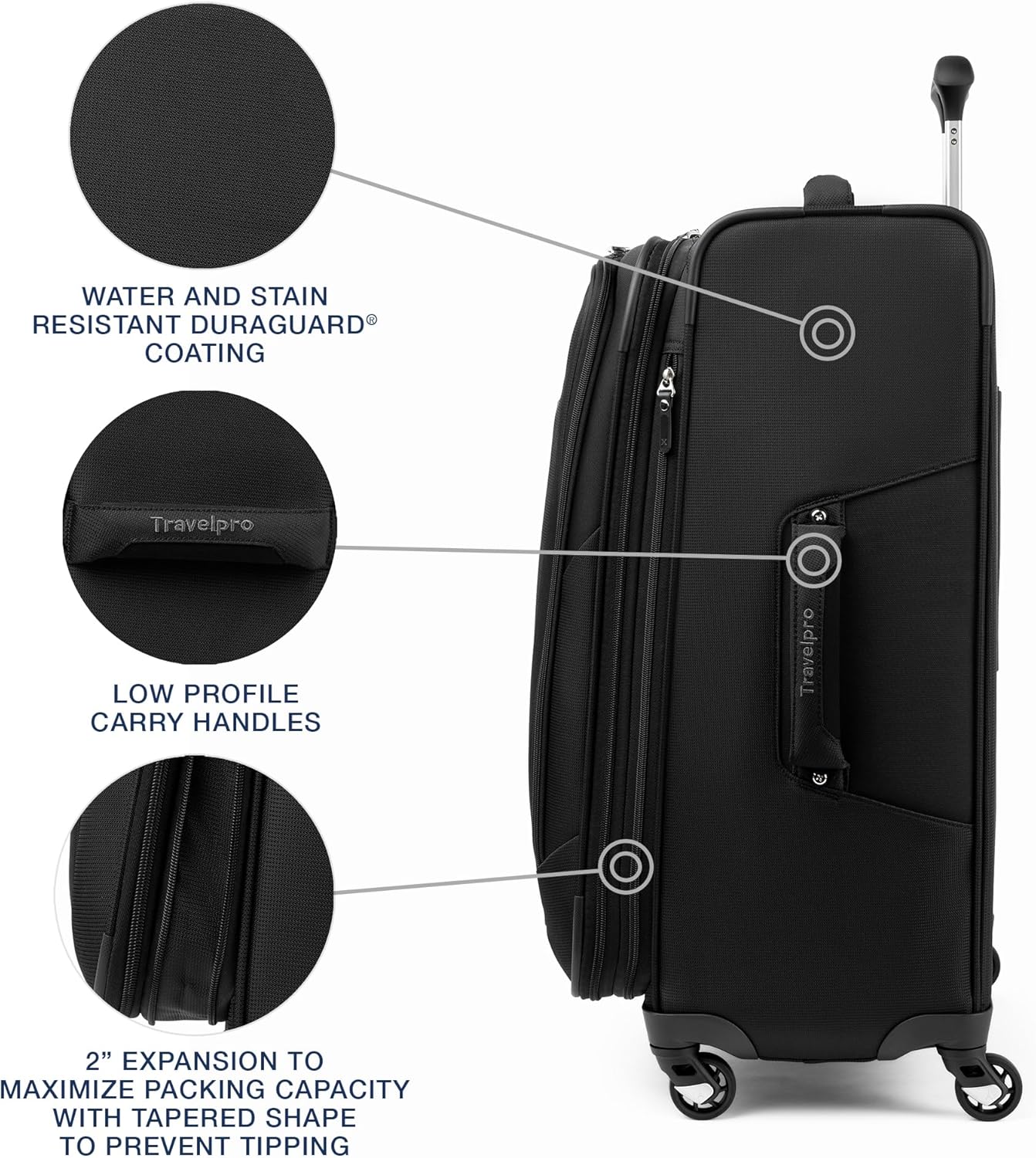 Travelpro Maxlite 5 Softside Expandable Checked Luggage with Spinner Wheels, Lightweight, 25-Inch — Black