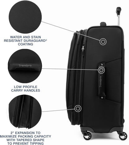 Travelpro Maxlite 5 Softside Expandable Checked Luggage with Spinner Wheels, Lightweight, 25-Inch — Black