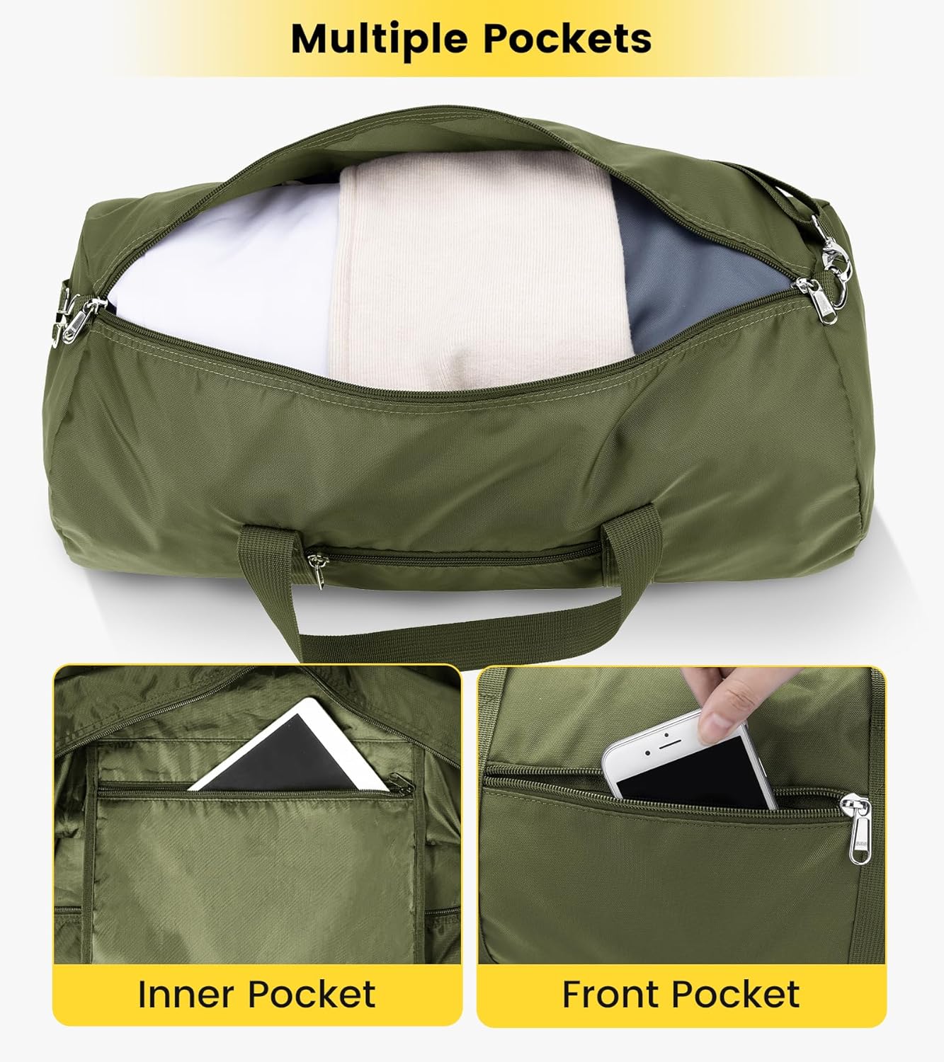 Vorspack Duffel Bag 20-24-28 Inches Foldable Gym Bag for Men Women Duffle Bag Lightweight with Inner Pocket for Travel Sports