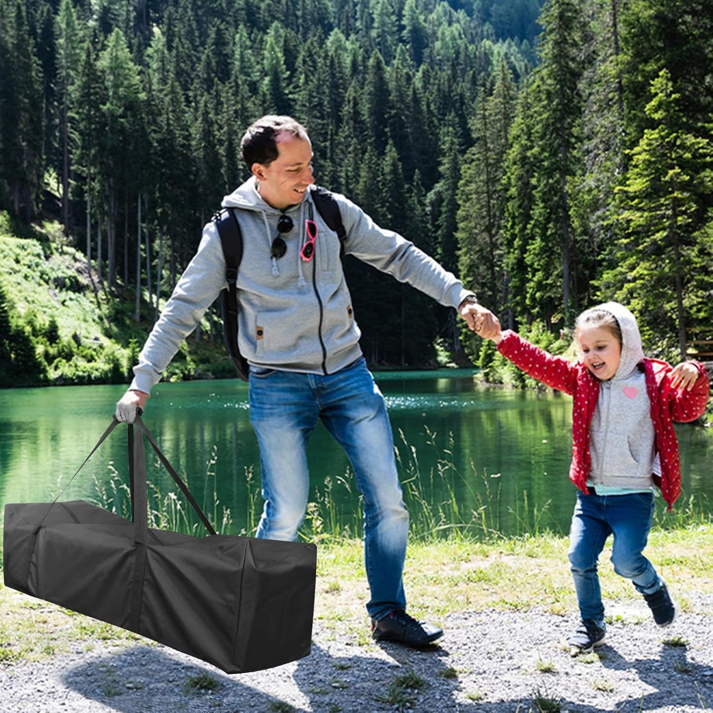 INFANZIA 50inch Sports Duffel Travel Bag, 138L Extra Large Duffel Luggage Bag with Upgrade Zipper, Water Resistant & Foldable Equipment Storage Bag for Camping Tent Tripod Fishing