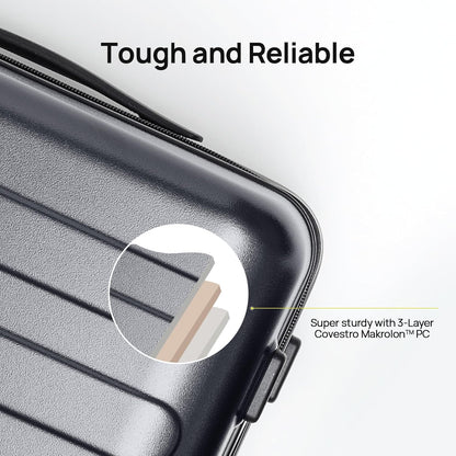 Carry on Luggage 22 X 14 X 9 Airline Approved, 20 Inch Luggage for 3-5 Days Travel, Double Spinner Wheels, 100% Hardshell PC, TSA Lock (02-Grey (Basic), Checked 26-Inch)