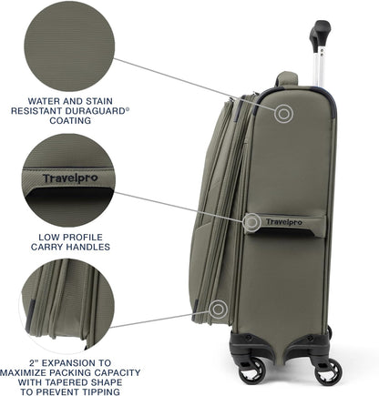 Travelpro Maxlite 5 Softside Expandable Carry on Luggage with 4 Spinner Wheels, Lightweight Suitcase, Men and Women, Slate Green, Compact Carry on 20-Inch