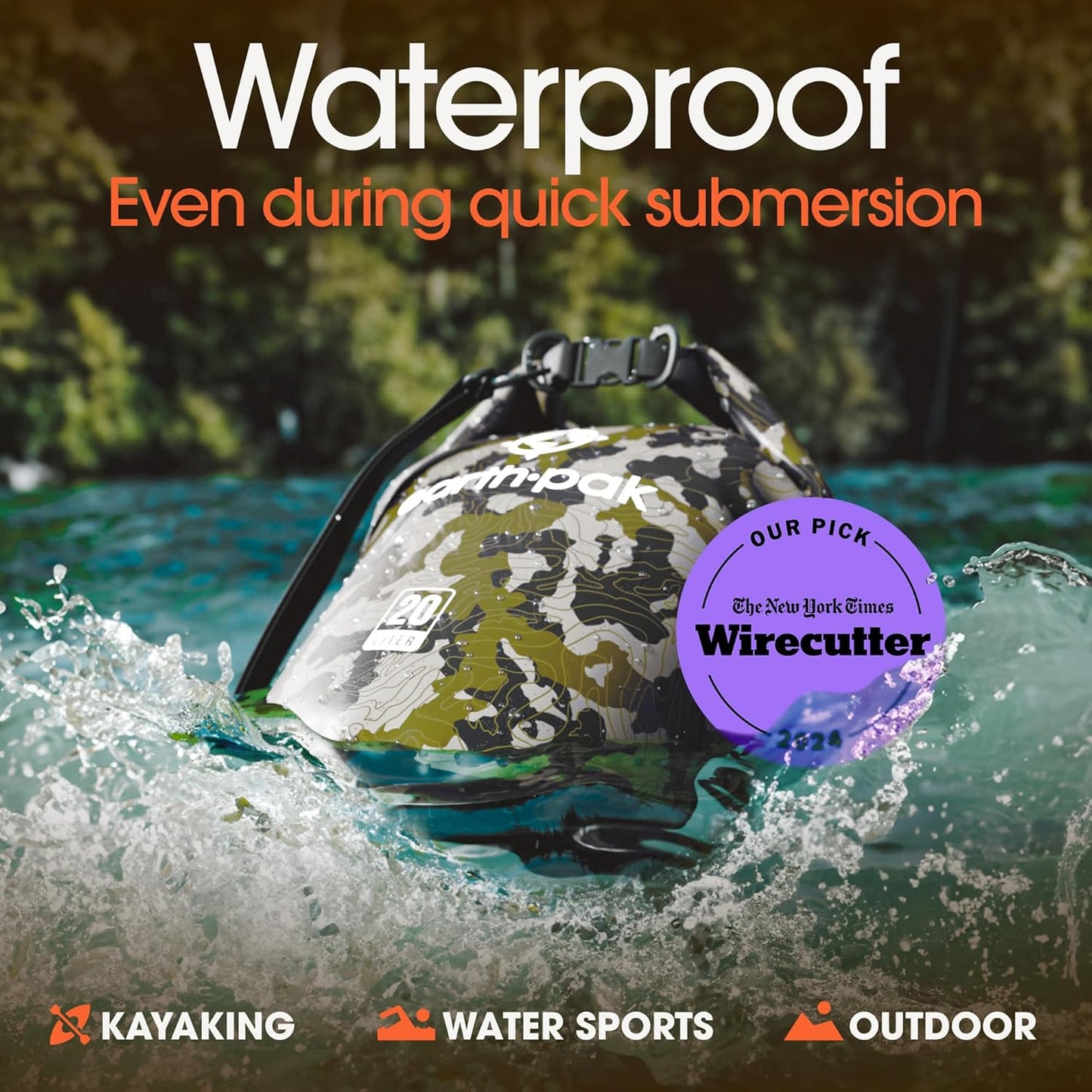 Earth Pak Waterproof Dry Bag - Roll Top Waterproof Backpack Sack Keeps Gear Dry for Kayak with Waterproof Phone Case