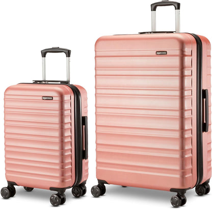 Amazon Basics 2-Piece Set (21", 30"), Hardshell Suitcases With Wheels, Expandable For Up to 25% More Space, With Scratch-Resistant Surface, Four Multi-directional Wheels, Rose Gold