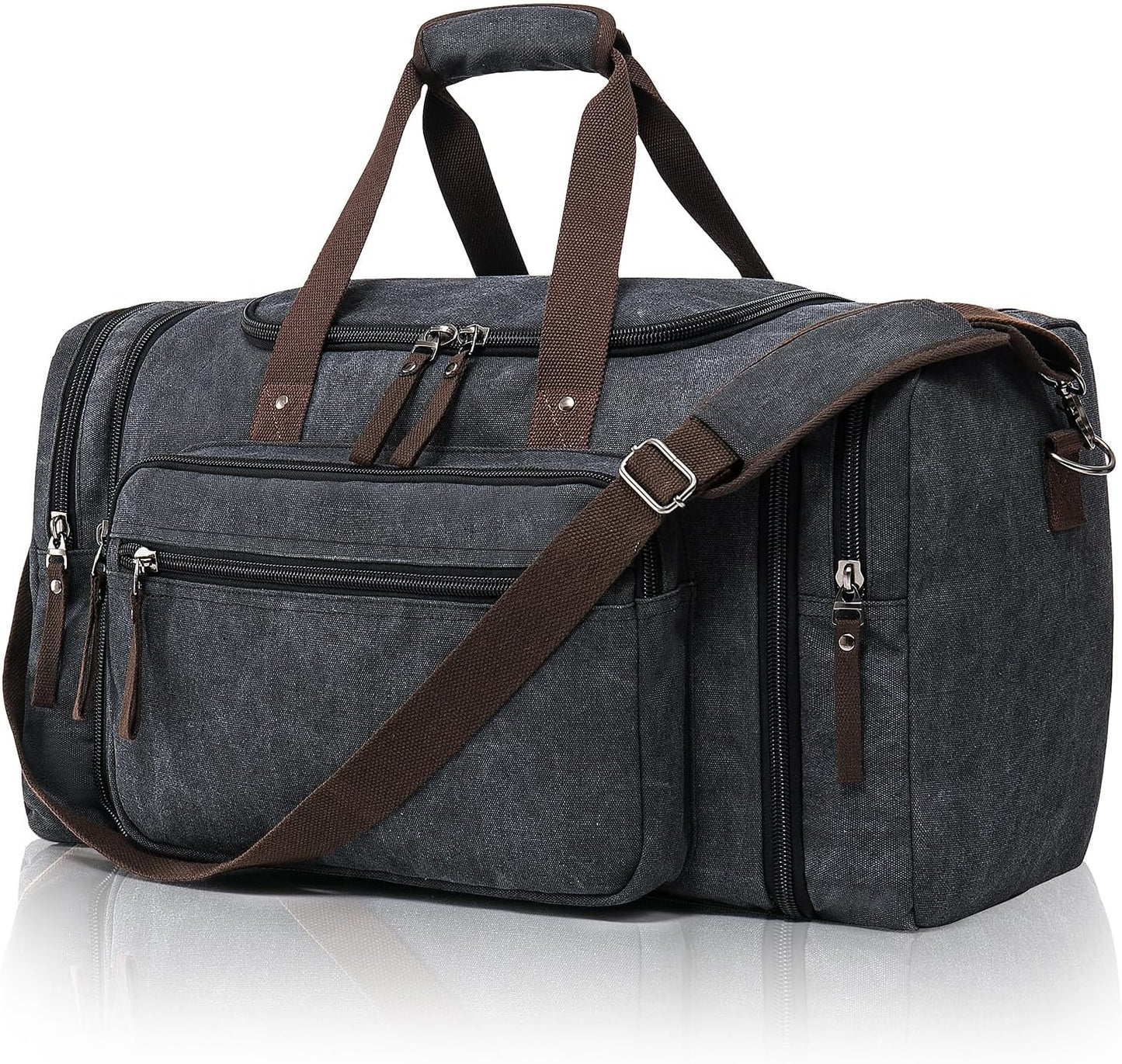 Canvas Expandable Duffle Bag for Men Traveling, Luggage Travel Bag Weekender Overnight Bag,Mens Gym Carry on Duffel Bags
