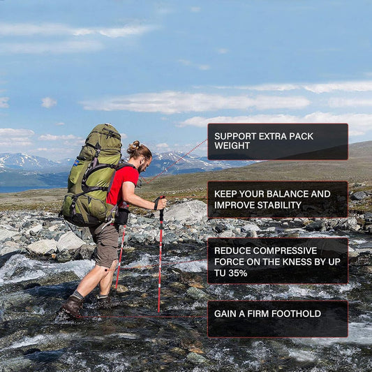 BISINNA Collapsible Trekking Hiking Poles- 2 Pack Folding Aluminum Walking Sticks with Quick Lock System 4 Season Accessories,Telescopic, Adjustable, Lightweight for Men Women