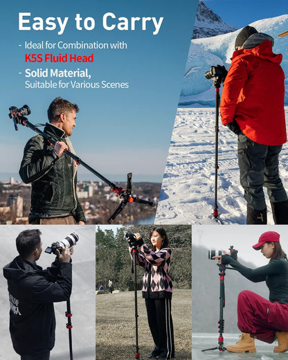 IFOOTAGE Cobra 3 Monopod with Pedal C180F-P with Fulid Head K5S,Carbon Fiber Monopod for Camera,DSLR,Minipod Base-P Pedal Lock Design Tripod,Payload up to 17.6lbs/8KG,Max. Height 71"/180cm