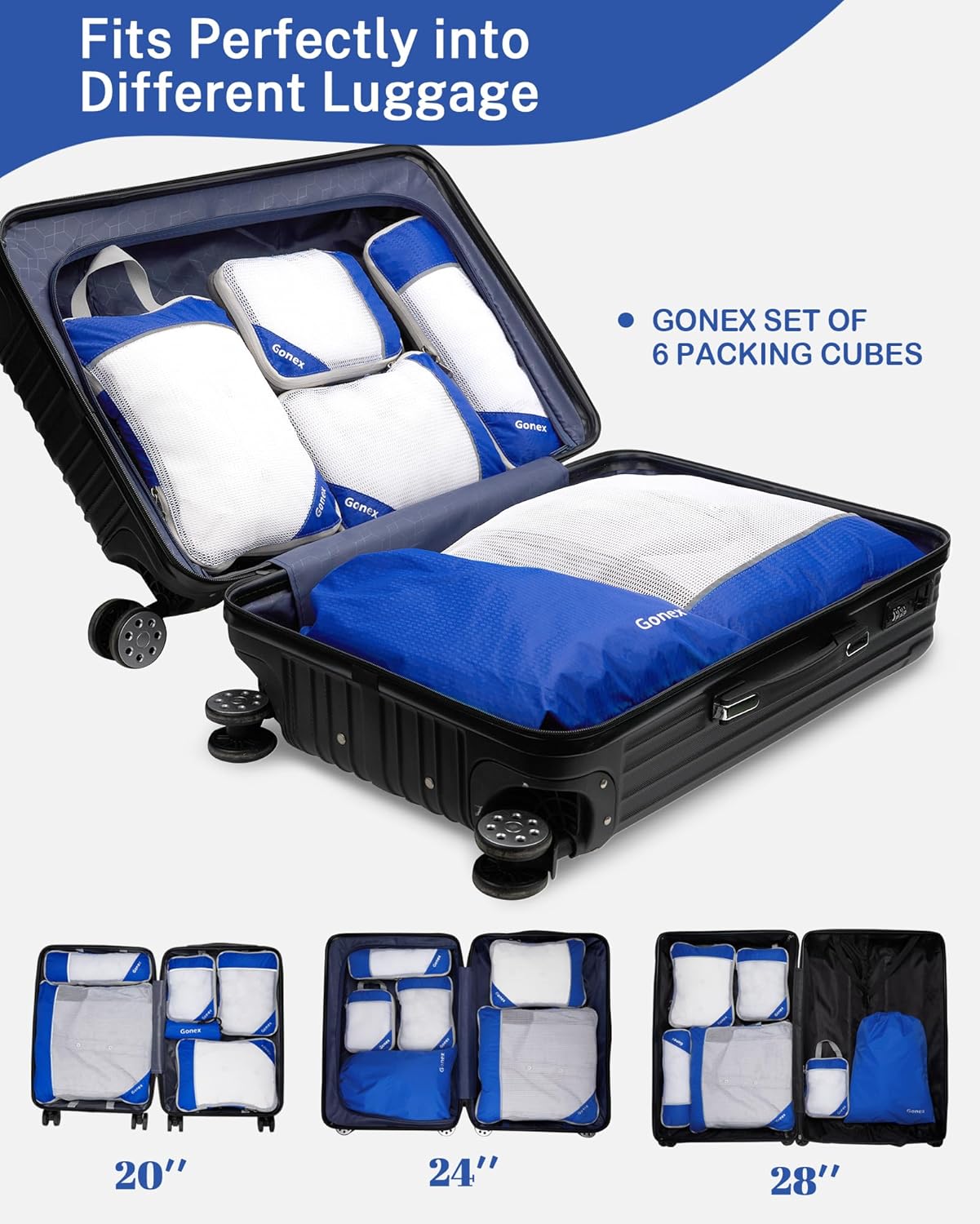 Compression Packing Cubes, Gonex Extensible Storage Mesh Bags Organizers