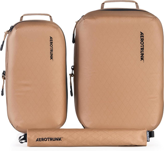 Aerotrunk Ultralight Compression Packing Cubes - Lightweight Travel Organizers for Suitcases and Luggage (3-Pack, Mocha)