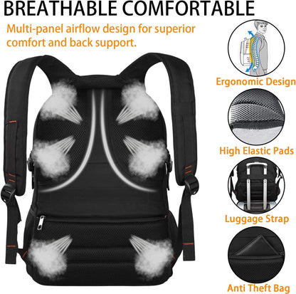 Travel Backpacks for Men Women,Extra Large College School Laptop Bookbags with USB Charging Port,RFID TSA Friendly Water Resistant Business Computer Bag with Luggage Sleeve Fit 17.3''Laptop 45L,Orange