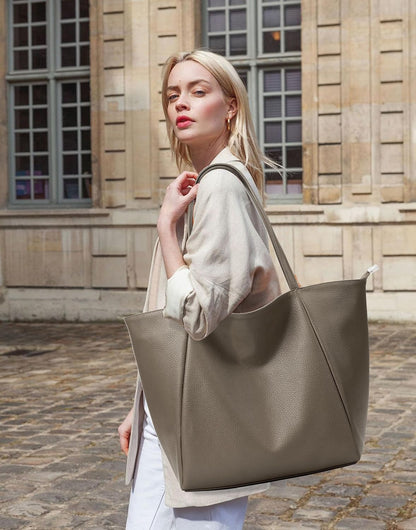 KALIDI Large Tote Bag Vegan Leather Casual Zipper Work Bag Weekender Hobo for Women 23L Oversize Shoulder Travel Purse