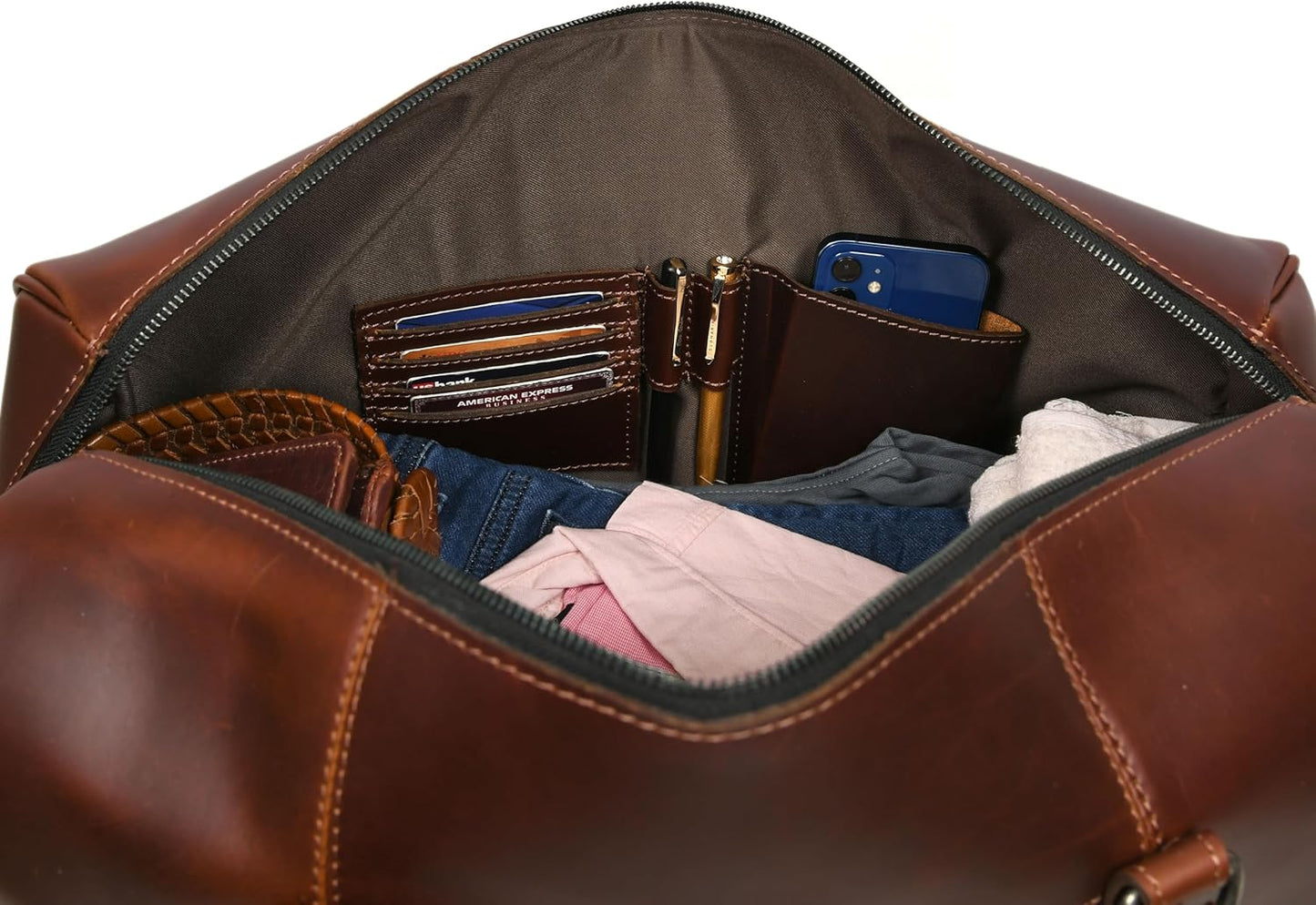 Leather Duffel Bag for Men & Women Travel, Weekend, Overnight, Gym Bag