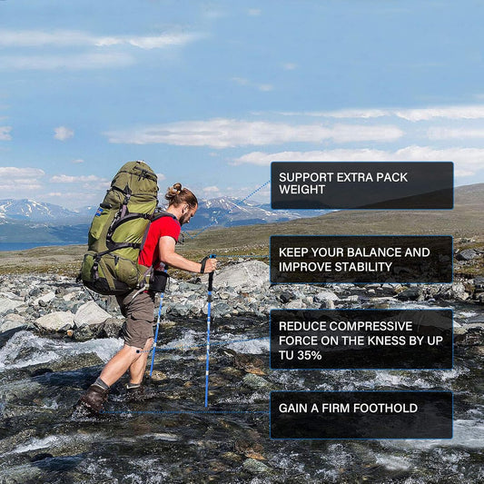 BISINNA Collapsible Trekking Hiking Poles- 2 Pack Folding Aluminum Walking Sticks with Quick Lock System 4 Season Accessories,Telescopic, Adjustable, Lightweight for Men Women