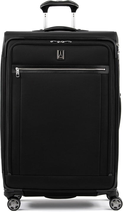 Travelpro Platinum Elite Softside Expandable Checked Luggage, 8 Wheel Spinner Large Suitcase, TSA Lock, Men and Women, Shadow Black, Checked Large 29-Inch