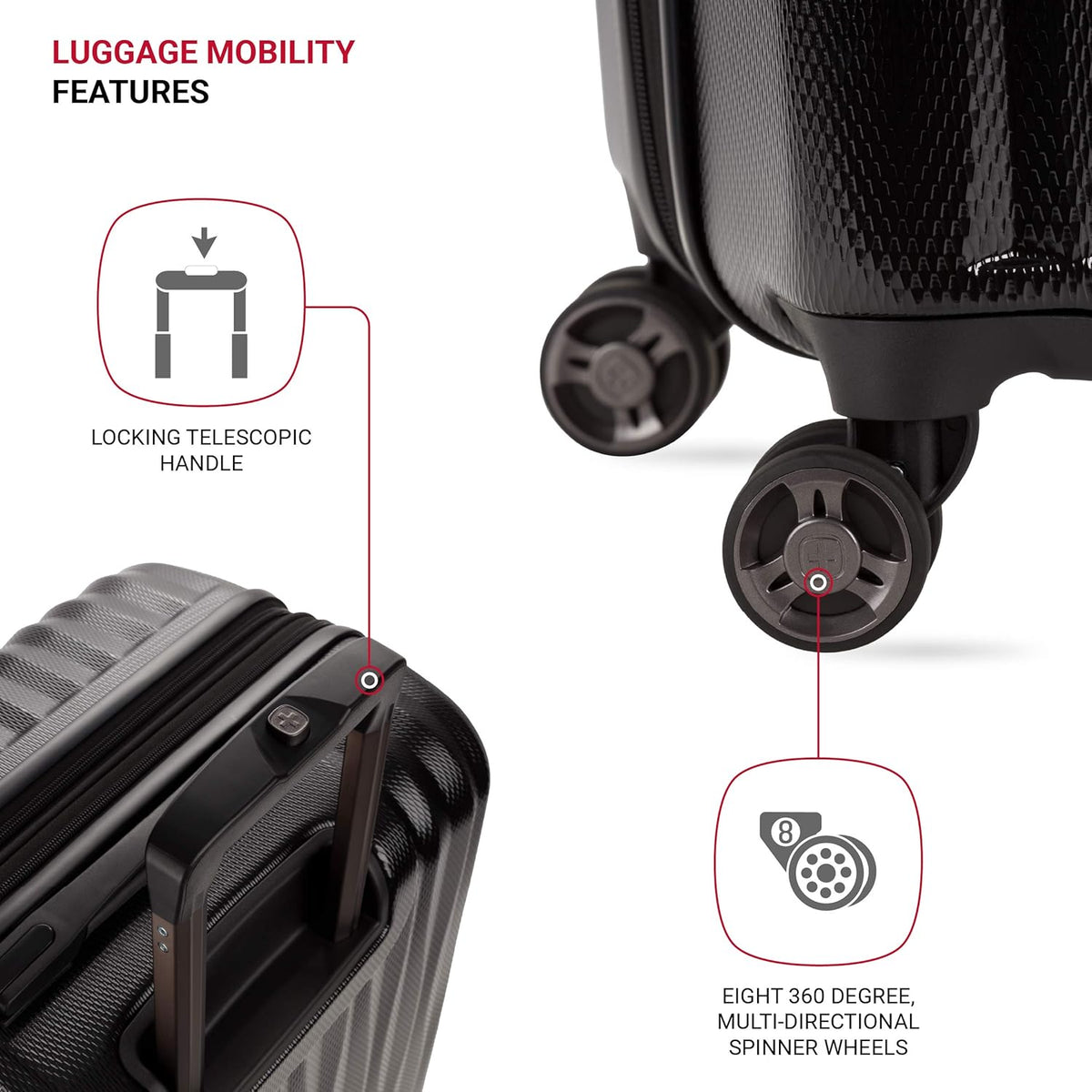 SwissGear 7272 Energie Expandable Hardside Luggage with Spinner Wheels and TSA Lock, Black, Checked-Large 27-Inch