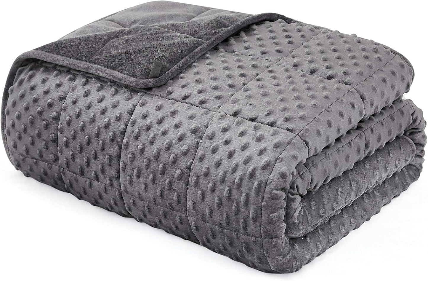 L'AGRATY Weighted Blanket for Adult - 48"x72" 15lbs Minky Dots Heavy Blanket with Glass Beads: Soft Breathable for All-Season Summer Fall Winter Thick Comfort for Sleeping