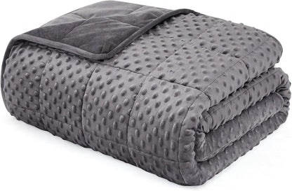 L'AGRATY Weighted Blanket for Adult - 60"x80" 15lbs Minky Dots Heavy Blanket with Glass Beads: Soft Breathable for All-Season Summer Fall Winter Thick Comfort for Sleeping