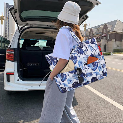 LEDAOU Large Beach Tote Bag Women Waterproof Sandproof Zipper Beach Tote Bag for Pool Gym Grocery Travel with Wet Pocket