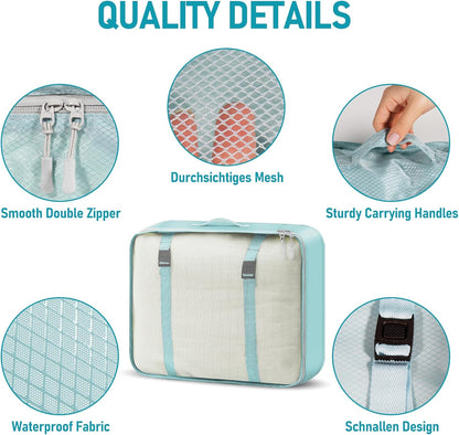 4-Piece Packing Cube Set - Lightweight Luggage Organizers for Travel, Vacation and Suitcases - Durable Accessories with Compression