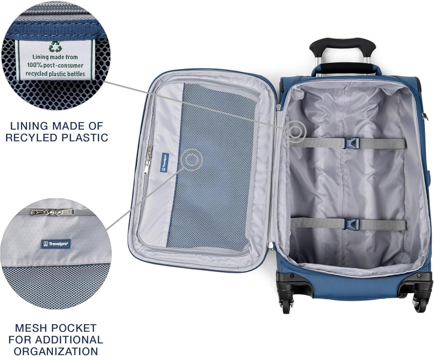 Travelpro Maxlite 5 Softside Expandable Carry on Luggage with 4 Spinner Wheels, Lightweight Suitcase, Men and Women, Ensign Blue, Compact Carry-on 20-Inch