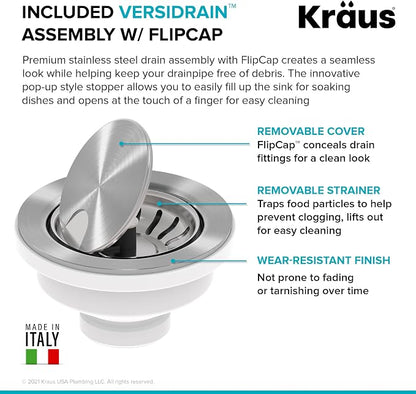 KRAUS Kitchen Sink Bellucci 32” Undermount Workstation Granite, Metallic White - Image 10